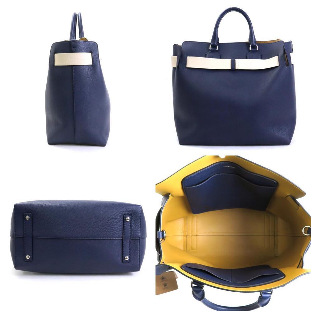 Burberry handbag shoulder bag Navy Blue White leather - Picture 2 of 4